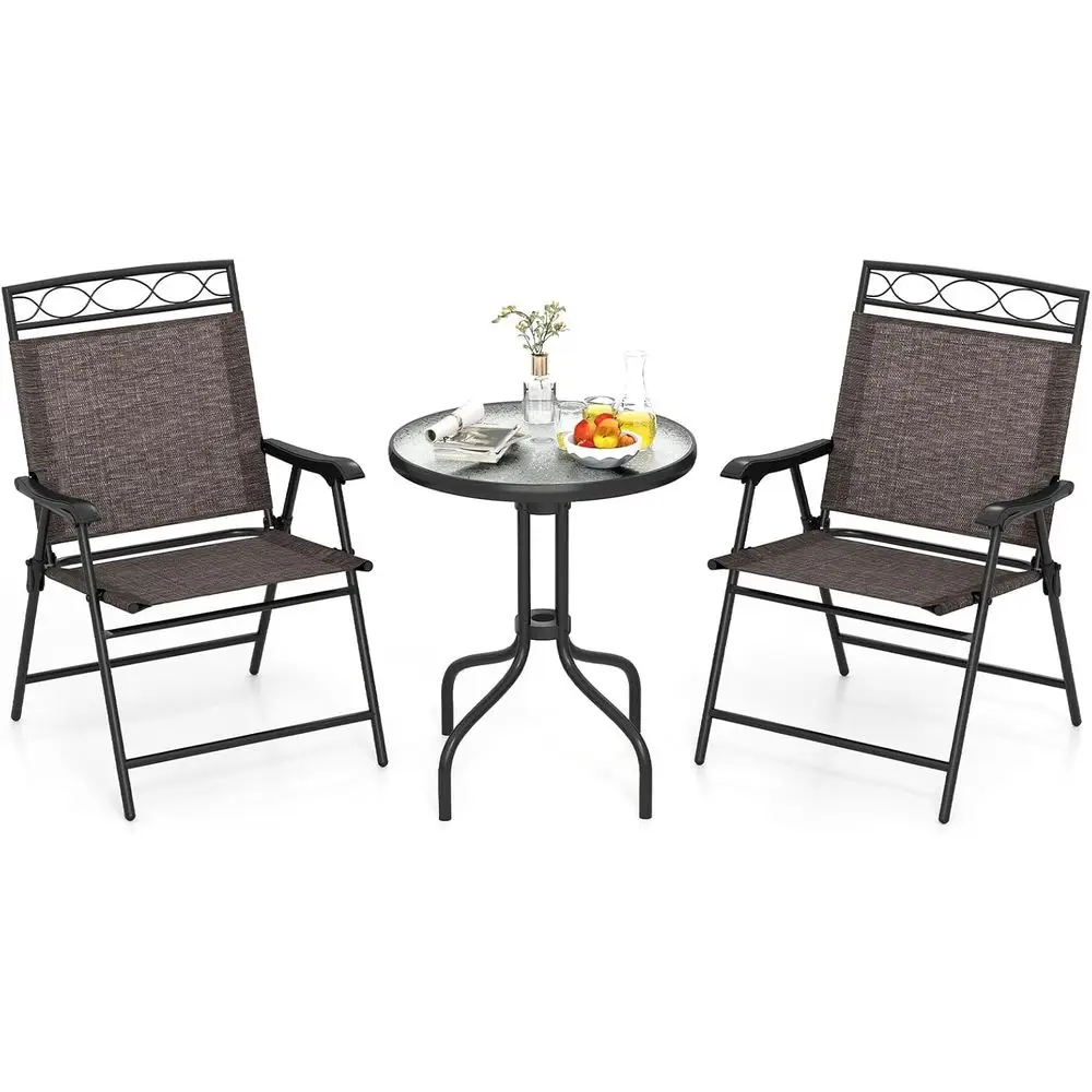 Round Outdoor Bistro Set with 2 Chairs and 1.57” Umbrella Hole, Tempered Glass Top for Patio, Porch, or Balcony
Round Outdoor Bistro Set with 2 Chairs and 1.57” Umbrella Hole, Tempered Glass Top for Patio, Porch, or Balcony
