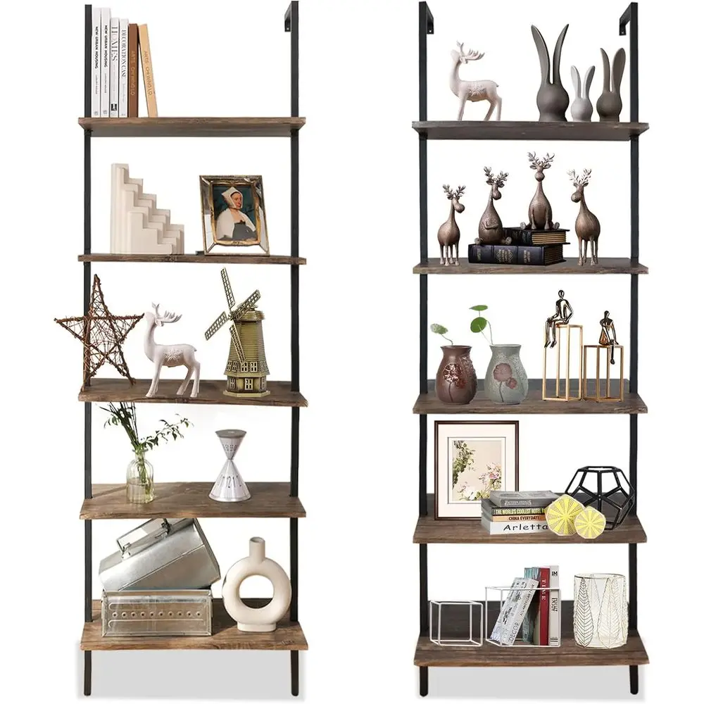 Ladder Shel 2PCS Open Bookshel 5-Tier Wall-Mounted Wood Bookcase Rack Open Back Industrial ern Plant lower Stand Utility Organiz
Ladder Shel 2PCS Open Bookshel 5-Tier Wall-Mounted Wood Bookcase Rack Open Back Industrial ern Plant lower Stand Utility Organiz
