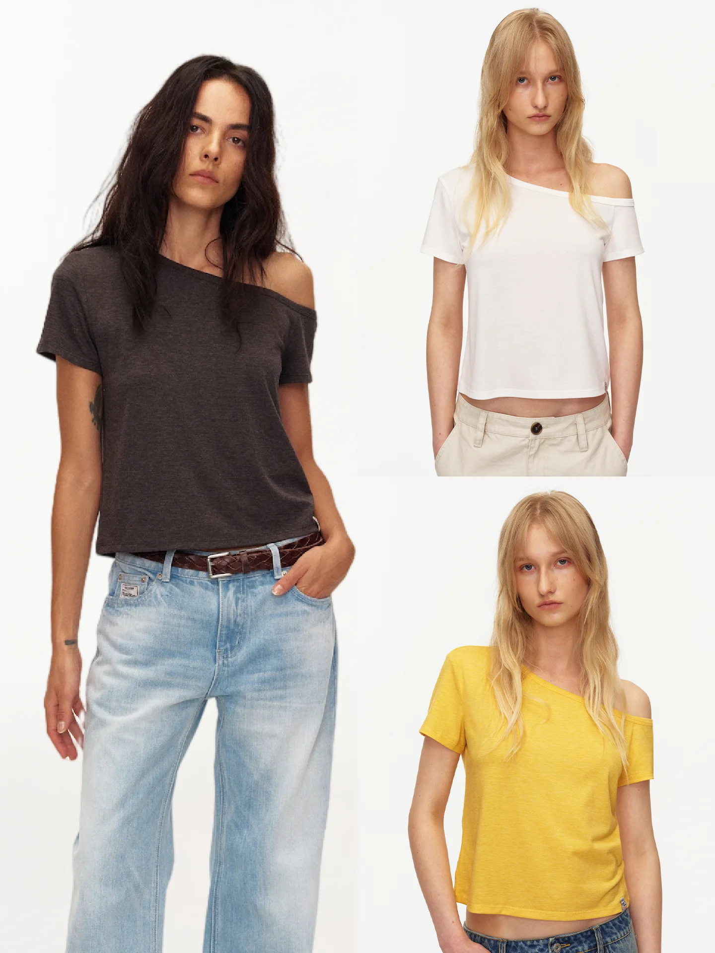 Casual Loose Short Sleeve T-Shirt Three Colors Classic Versatile Shoulder Asymmetrical Women's Summer Top Ni8hetro
Casual Loose Short Sleeve T-Shirt Three Colors Classic Versatile Shoulder Asymmetrical Women's Summer Top Ni8hetro