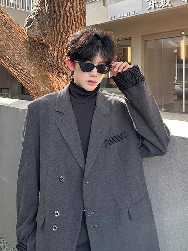 TANGZ Studio Men's Casual oulder Pad Suit Jaet Sli Loose Fit Youth Trend Autumn Wear Long Sve Tee Button Closure
TANGZ Studio Men's Casual oulder Pad Suit Jaet Sli Loose Fit Youth Trend Autumn Wear Long Sve Tee Button Closure