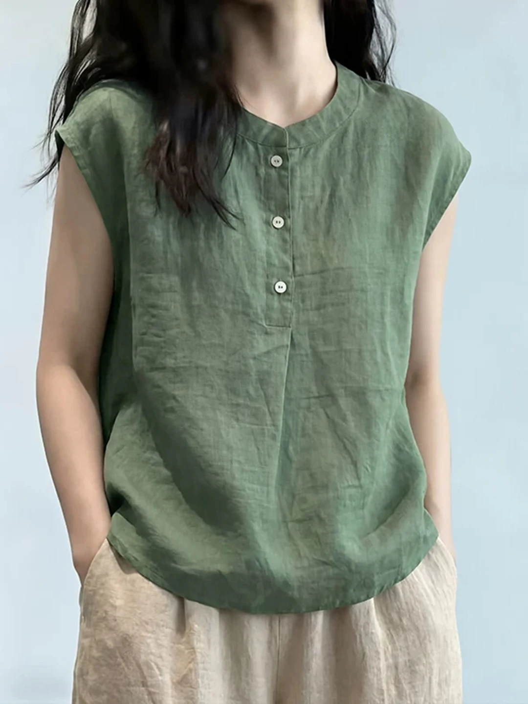 Green Fashionable Sleeveless Shirt Women's Loose Beautiful plus Size Summer Top Slimming Young-looking Unique Elegant Blouse
Green Fashionable Sleeveless Shirt Women's Loose Beautiful plus Size Summer Top Slimming Young-looking Unique Elegant Blouse