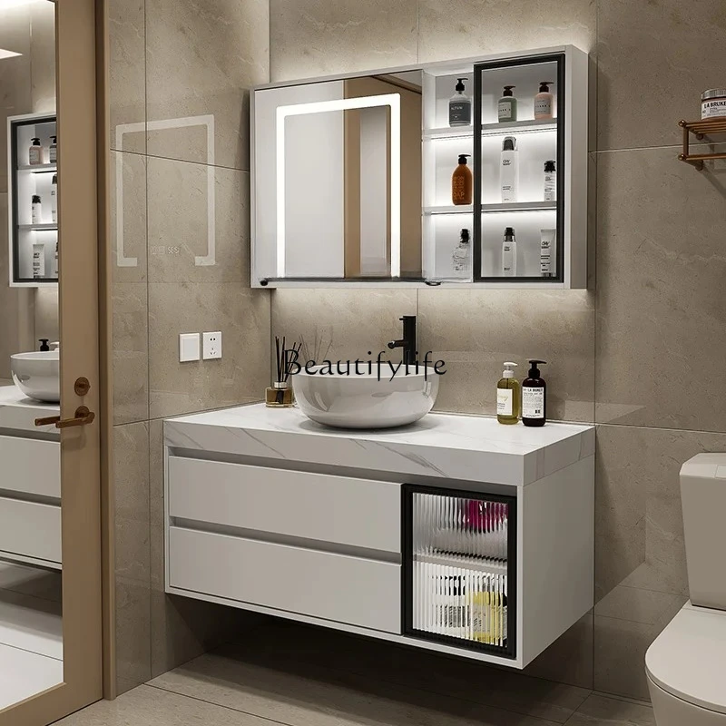 smart bathroom cabinet combination creative art table basin bathroom complete set of rock slab washing table
smart bathroom cabinet combination creative art table basin bathroom complete set of rock slab washing table