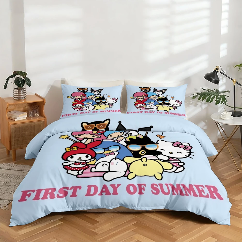 3-Piece High-Definition Digital Print Bedding Set Featuring My Melody, Kuromi and Other Cartoon Characters, Large Pattern Duvet Cover Set, Includes 1 Duvet Cover + 2 Pillowcases, Suitable for Bedroom, Guest Room, Home Decoration, Polyester Fiber Duvet Cov
3-Piece High-Definition Digital Print Bedding Set Featuring My Melody, Kuromi and Other Cartoon Characters, Large Pattern Duvet Cover Set, Includes 1 Duvet Cover + 2 Pillowcases, Suitable for Bedroom, Guest Room, Home Decoration, Polyester Fiber Duvet Cov