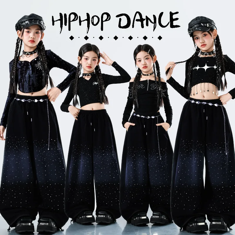 kids girls Jazz Hip Hop Street Dance clothes Set short tops+Hot stamping wide leg pants 2pcs junior kid suit child sport outfits
kids girls Jazz Hip Hop Street Dance clothes Set short tops+Hot stamping wide leg pants 2pcs junior kid suit child sport outfits