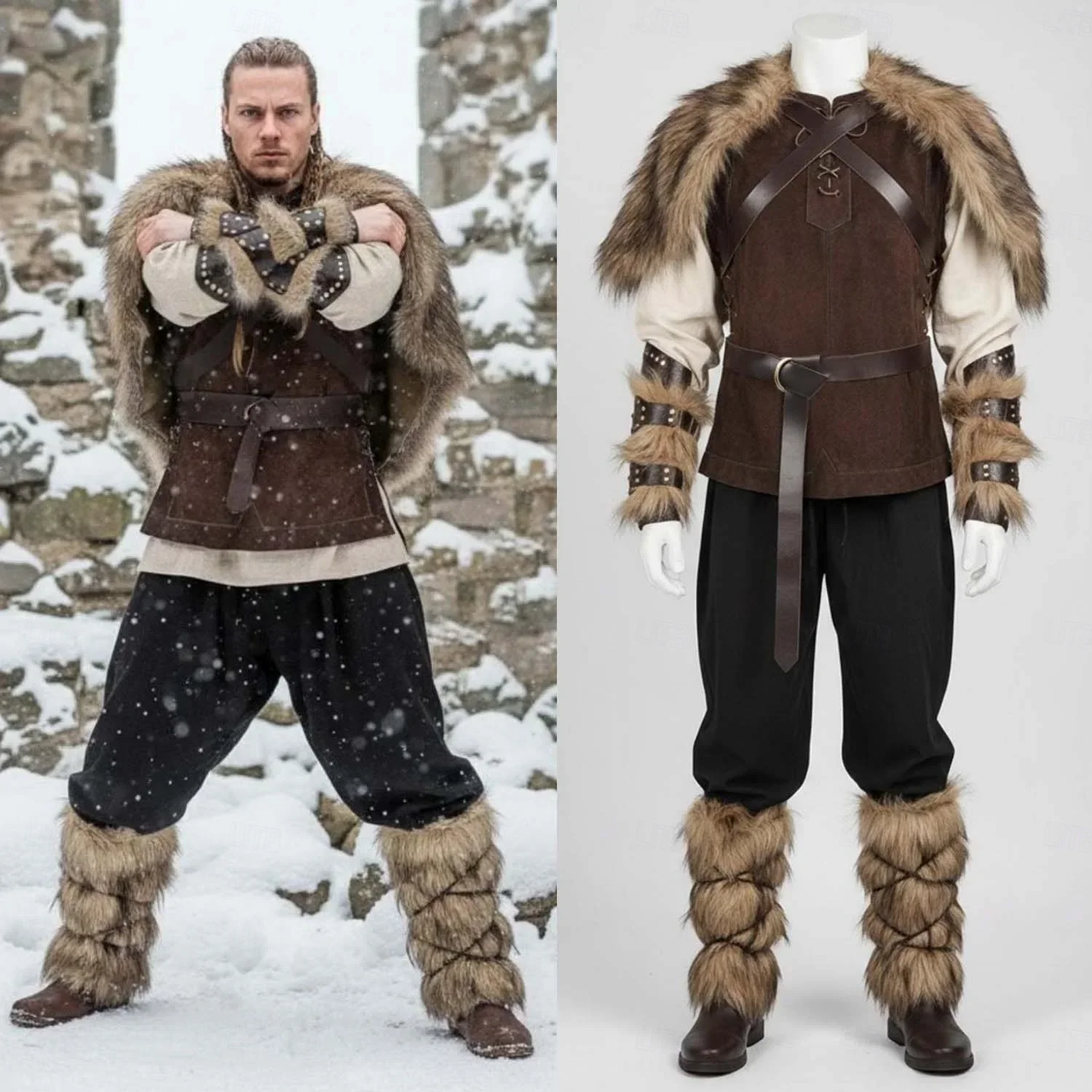 Set Medieval Renaissance Knee Length Outfits Fancy Costume Faux Fur Costume Warrior Men's Viking Halloween Carnival LARP
Set Medieval Renaissance Knee Length Outfits Fancy Costume Faux Fur Costume Warrior Men's Viking Halloween Carnival LARP