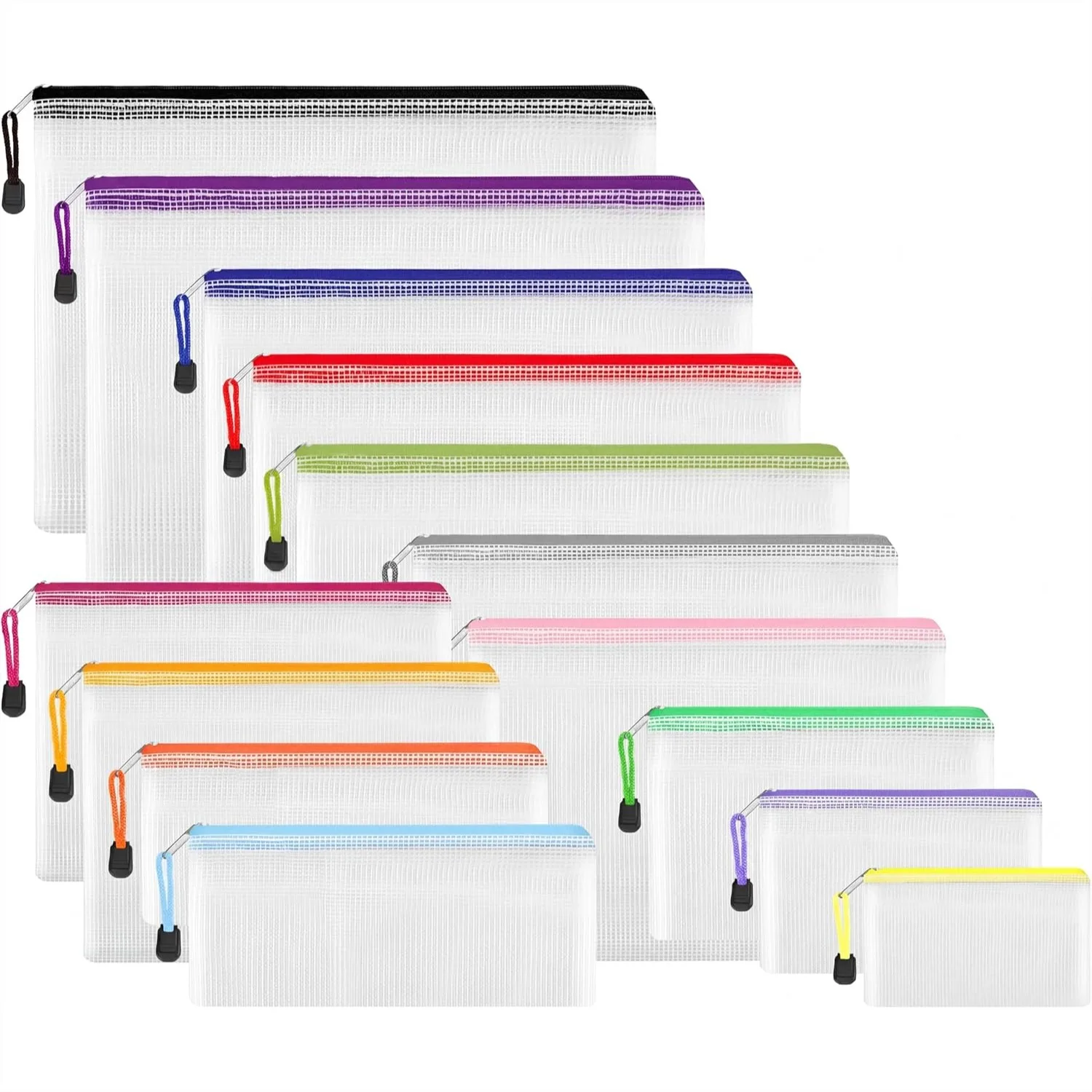 14pcs Mesh Zipper Pouches for Travel, School, Office & Home, 8 Sizes 14 Colors
14pcs Mesh Zipper Pouches for Travel, School, Office & Home, 8 Sizes 14 Colors