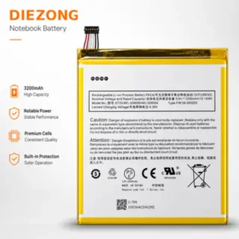 Brand New High Quality 3.8V 3200mAh 58-000255 Replacement Tablet Battery For Amazon Fire 7 9th Gen Model M8S26G MC-308695
Brand New High Quality 3.8V 3200mAh 58-000255 Replacement Tablet Battery For Amazon Fire 7 9th Gen Model M8S26G MC-308695