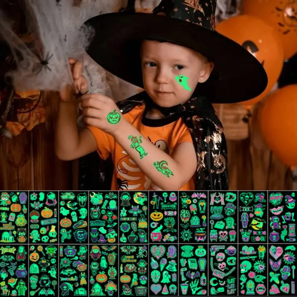 10Pcs/Set Cartoon Luminous Night Tattoo Stickers Fake Tatoo Waterproof Children Halloween Tattoo Glow in The Dark Disposable
10Pcs/Set Cartoon Luminous Night Tattoo Stickers Fake Tatoo Waterproof Children Halloween Tattoo Glow in The Dark Disposable