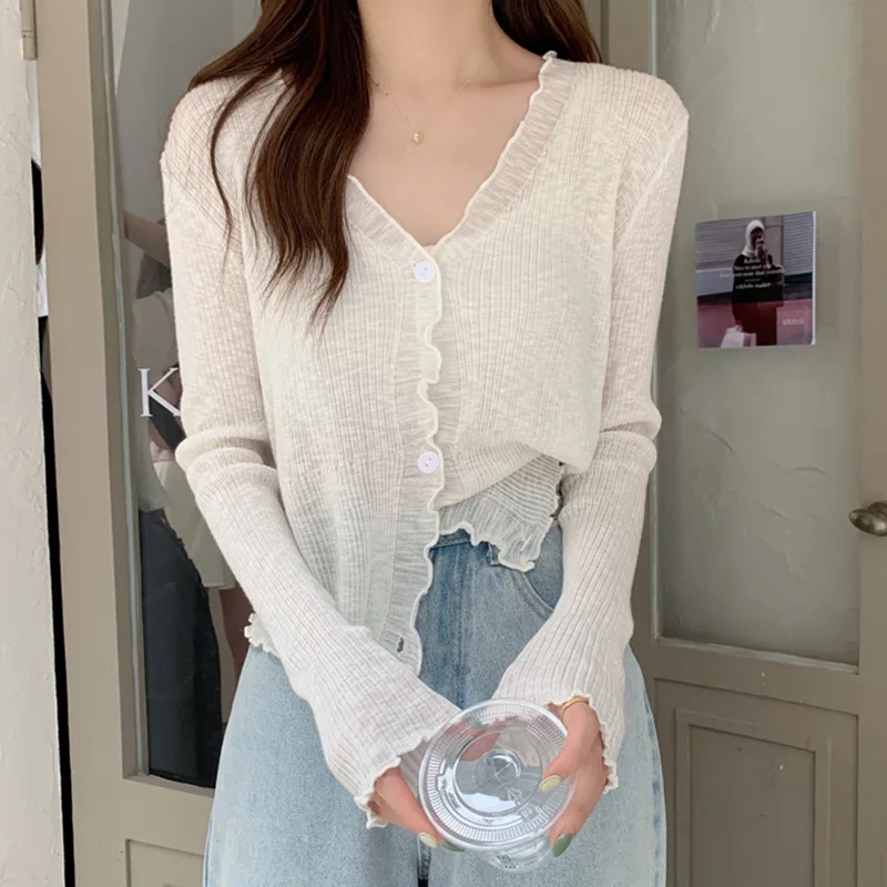 Fashionable Thin Knitted Open Cardigan Loose Summer Women's Outerwear UV Protection Soft V-Neck Long Sleeve Short Length
Fashionable Thin Knitted Open Cardigan Loose Summer Women's Outerwear UV Protection Soft V-Neck Long Sleeve Short Length