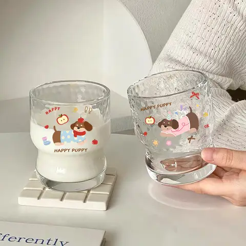 Mode Kreativität Glas Tassen High-End-Kaffee Tasse Nische Kreative Cartoon Hause Wasser Tasse Weibliche Student Eis Amerikanischen Milch Tasse Neue