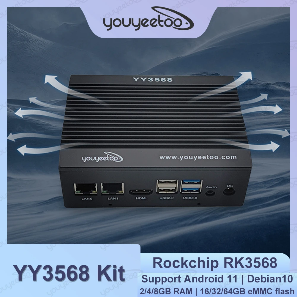 Youyeetoo YY3568 Development Board Kit Rockchip RK3568 Mainboard Box Dual Gigabit Ethernet 2GB/4GB/8GB LPDDR4 Industrial Host
Youyeetoo YY3568 Development Board Kit Rockchip RK3568 Mainboard Box Dual Gigabit Ethernet 2GB/4GB/8GB LPDDR4 Industrial Host