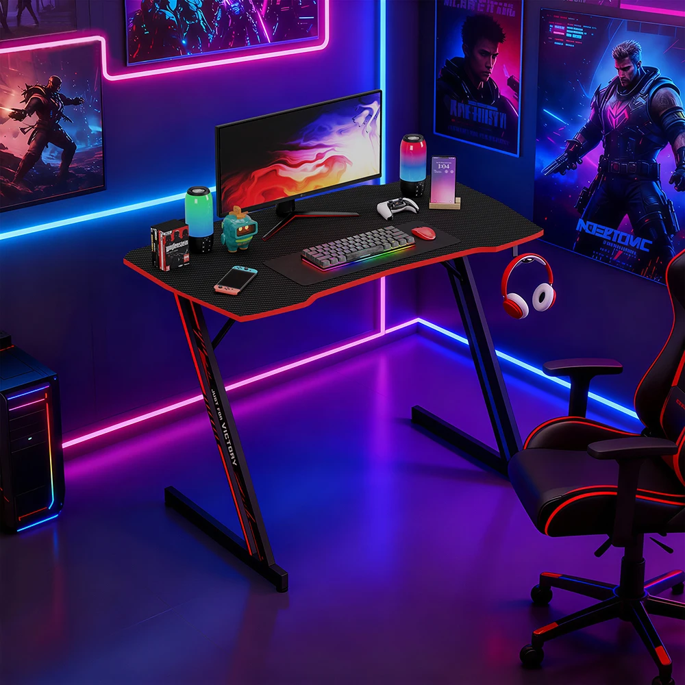 39 Inch Gaming Desk, Z Shaped Ergonomic Computer Gaming Workstation, Ergonomic Gaming Table with Headphone Hook for Game Players
39 Inch Gaming Desk, Z Shaped Ergonomic Computer Gaming Workstation, Ergonomic Gaming Table with Headphone Hook for Game Players