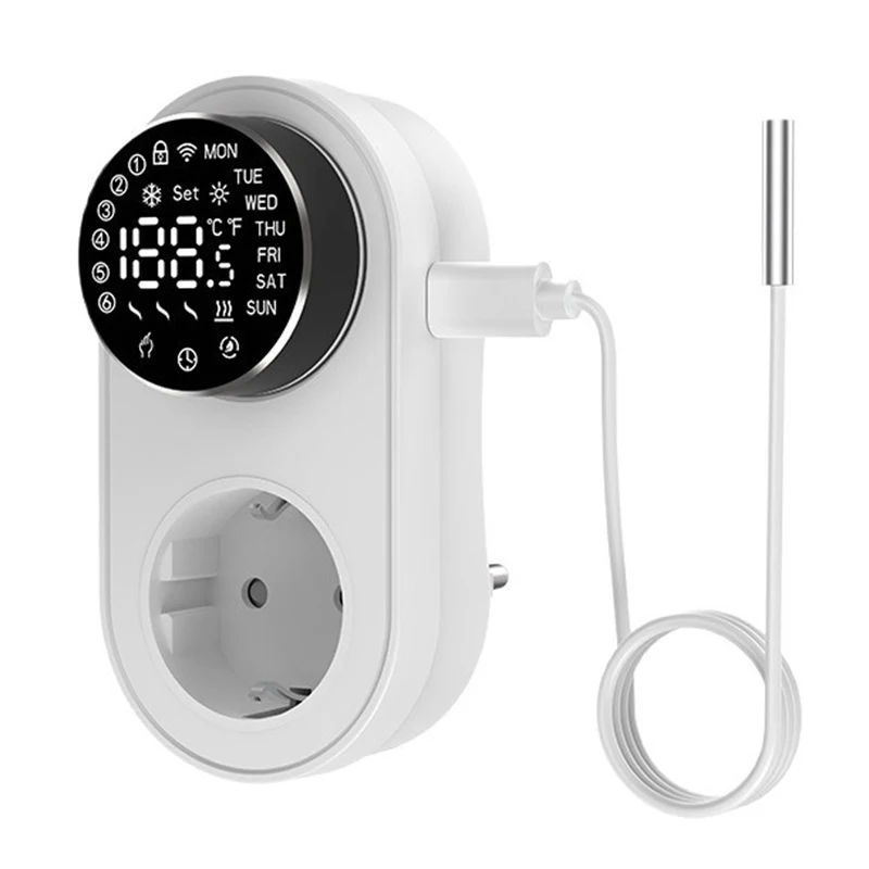 Tuya 1419 Wi-Fi Plug-in Smart Thermostat Socket with Timing Function LED Display Knob-type APP Control Temperature Socket Voice
Tuya 1419 Wi-Fi Plug-in Smart Thermostat Socket with Timing Function LED Display Knob-type APP Control Temperature Socket Voice