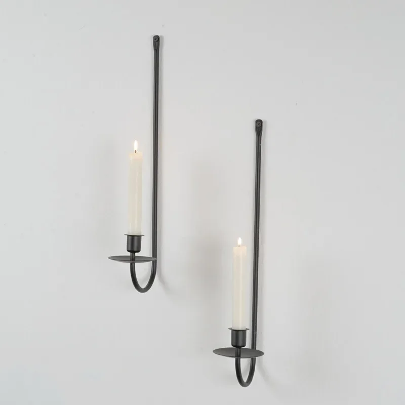 Wall-mounted wrought iron candlestick premium sense modern simple wedding decoration creative L-shaped black
Wall-mounted wrought iron candlestick premium sense modern simple wedding decoration creative L-shaped black