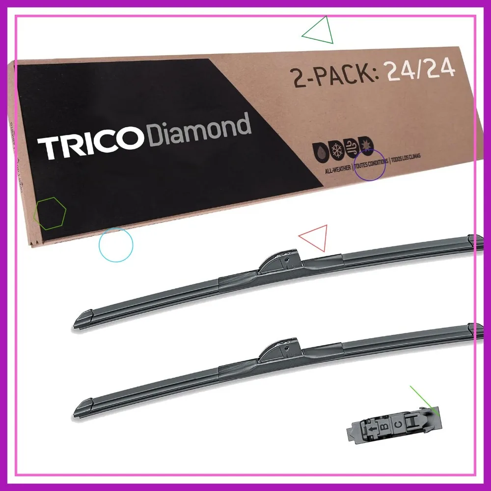 24-Inch High-Performance All-Weather Windshield Wiper Blades, Pack of 2, Easy Installation for Multiple Vehicle Models
24-Inch High-Performance All-Weather Windshield Wiper Blades, Pack of 2, Easy Installation for Multiple Vehicle Models