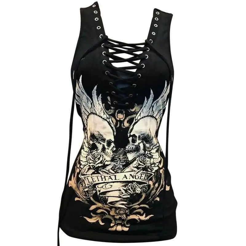 Gothic Skull Print Y2k Sleeveless Oversize Vest Summer Slim Fit V Neck Crop Top Women Trendy High Street Tank Top Grunge Y2k Top
Gothic Skull Print Y2k Sleeveless Oversize Vest Summer Slim Fit V Neck Crop Top Women Trendy High Street Tank Top Grunge Y2k Top