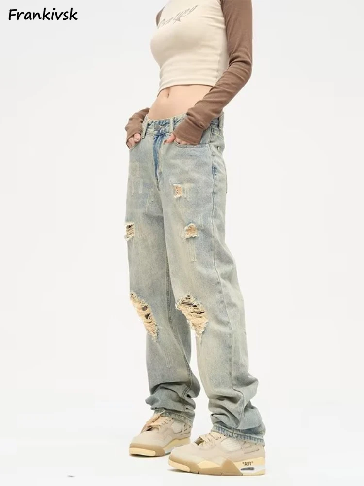 Jeans Women American Style Streetwear Washed Retro Hole Denim Trousers Summer All-match Chic Hip Hop Full Length Popular Daily
Jeans Women American Style Streetwear Washed Retro Hole Denim Trousers Summer All-match Chic Hip Hop Full Length Popular Daily