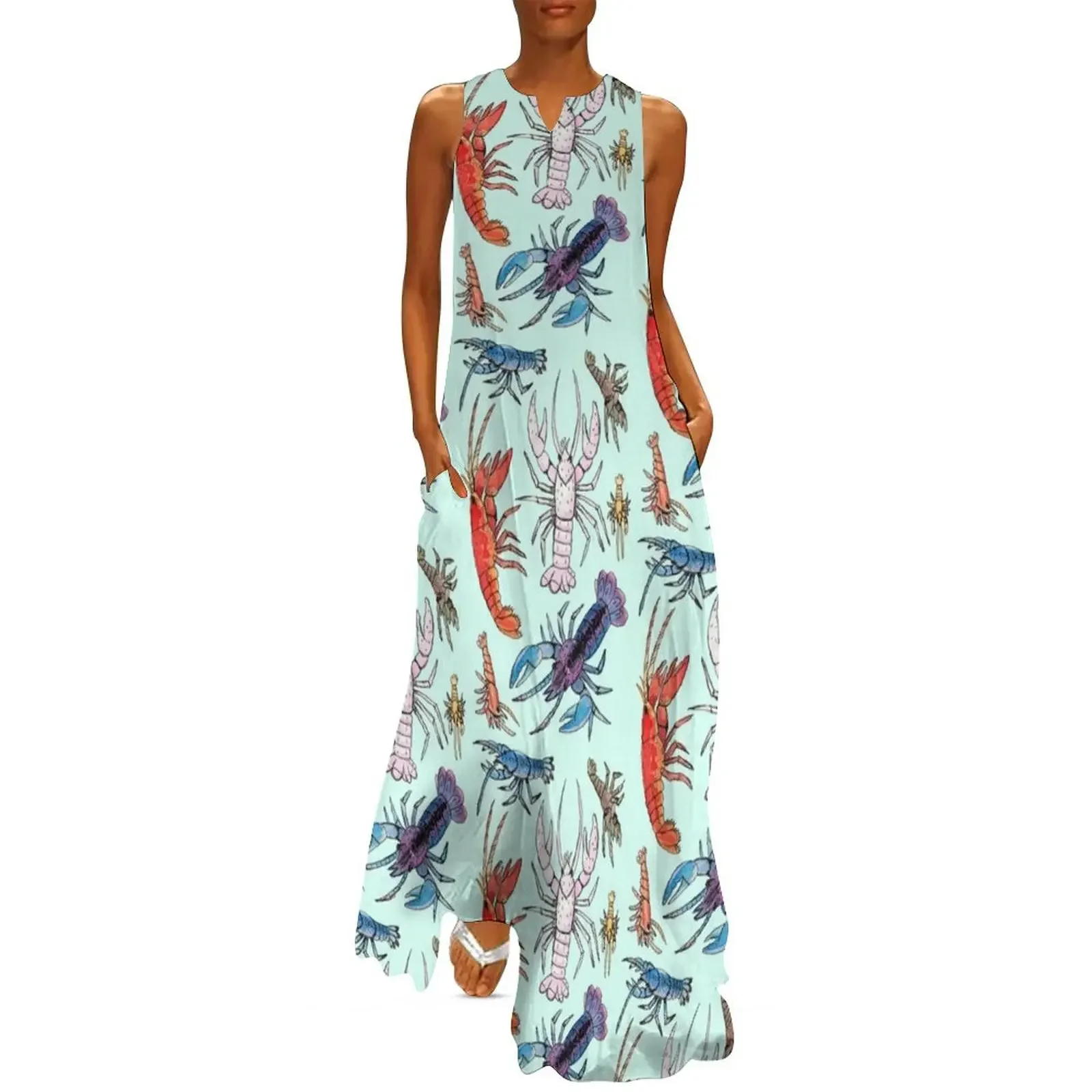 Colorful Aquatic Crayfish Species in Watercolor Long Dress prom dress Women's summer skirt Dress
Colorful Aquatic Crayfish Species in Watercolor Long Dress prom dress Women's summer skirt Dress
