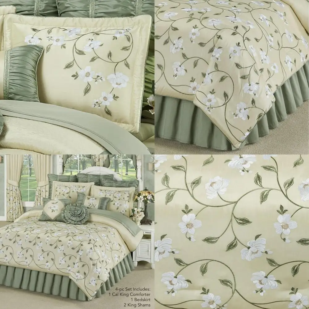 Elegant Polyester & Silk Blend Quilted Bedding Set With Magnolia Embroidery - Vanilla Cream Sage | 4-Piece Cal King
Elegant Polyester & Silk Blend Quilted Bedding Set With Magnolia Embroidery - Vanilla Cream Sage | 4-Piece Cal King