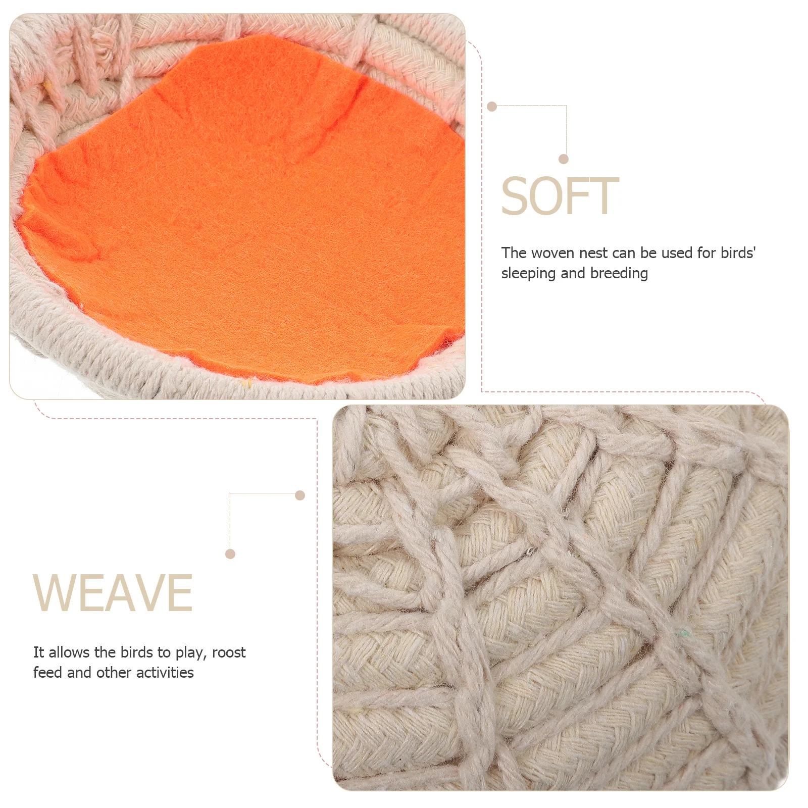 Cotton Rope Woven Bird Nest Large Size for Parakeet Budgie Cockatiel Breeding and Nesting Comfortable Hatch House Bird Hut Cave
Cotton Rope Woven Bird Nest Large Size for Parakeet Budgie Cockatiel Breeding and Nesting Comfortable Hatch House Bird Hut Cave