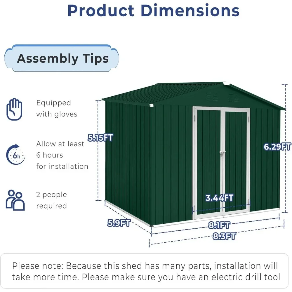 -Metal Outdoor Storage Shed With Door Lock, Waterproof Garden Storage Tool, Stable And Long-lasting, Easy Entry, Outdoor Cabinet
-Metal Outdoor Storage Shed With Door Lock, Waterproof Garden Storage Tool, Stable And Long-lasting, Easy Entry, Outdoor Cabinet