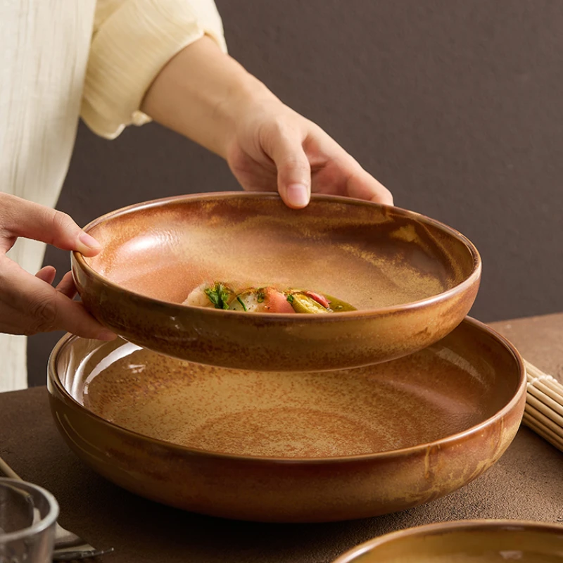 Керамическая тарелка для салата в стиле ретро, японская креативная посуда, специальная тарелка для фруктового салата, десертная миска 
Керамическая тарелка для салата в стиле ретро, японская креативная посуда, специальная тарелка для фруктового салата, десертная миска