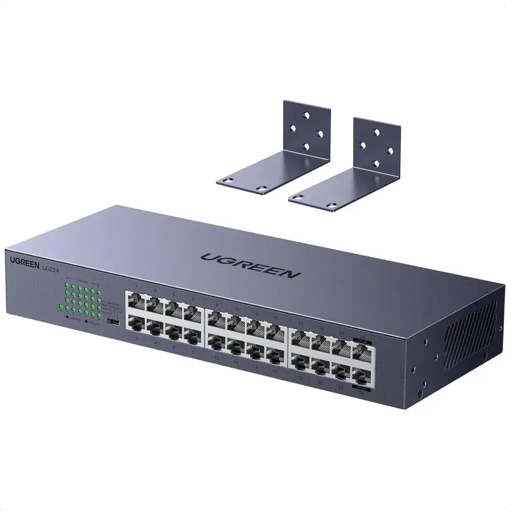 24-Port Gigabit Ethernet Switch, Unmanaged Rackmount Network Hub for Office and Business, Metal Desktop/Wall Mount Solution for
24-Port Gigabit Ethernet Switch, Unmanaged Rackmount Network Hub for Office and Business, Metal Desktop/Wall Mount Solution for