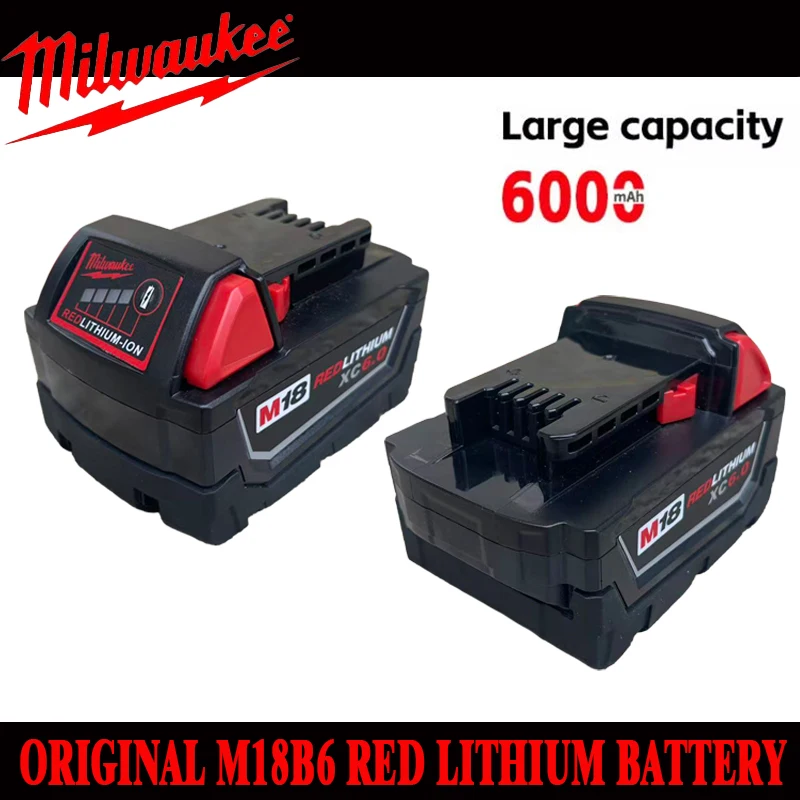 Milwaukee M18 Battery 6000mAh 18V Li-ion Rechargeable Battery Replacement for 48-11-1815 48-11-1850 Power Tools
Milwaukee M18 Battery 6000mAh 18V Li-ion Rechargeable Battery Replacement for 48-11-1815 48-11-1850 Power Tools
