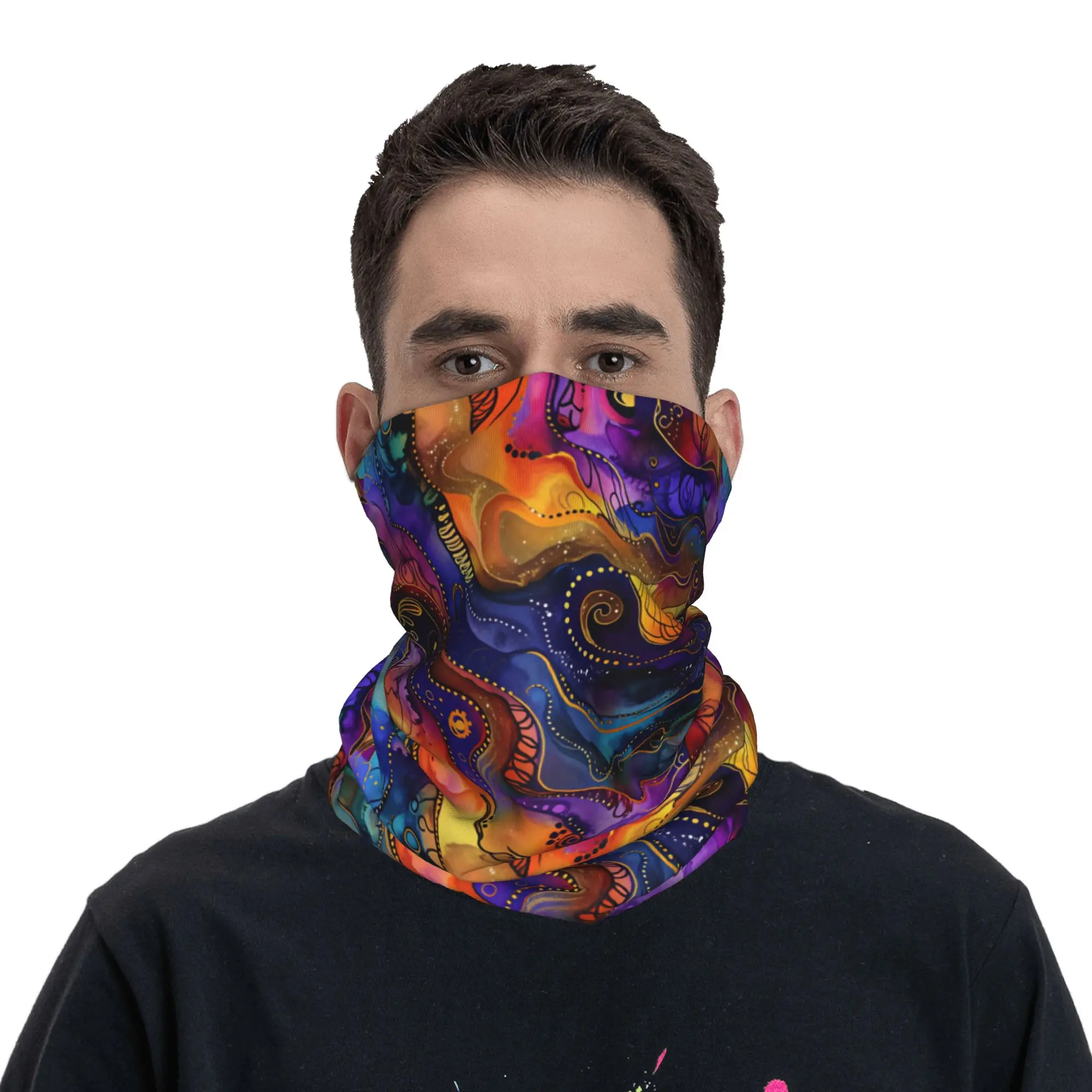 Alcohol Ink Boho Swirl Pattern with Gold Dots Neck Gaiter Women Men UV Face Shield Winter Bandana Scarf for Hiking
Alcohol Ink Boho Swirl Pattern with Gold Dots Neck Gaiter Women Men UV Face Shield Winter Bandana Scarf for Hiking