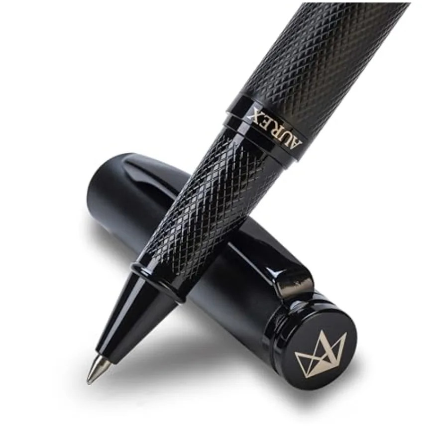 AUREX Luxury Black Rollerball Pen Metal Pen with Cap, Micro Tip, Diamond Body Design, Gift Box and Blue + Black Ink Executive W
AUREX Luxury Black Rollerball Pen Metal Pen with Cap, Micro Tip, Diamond Body Design, Gift Box and Blue + Black Ink Executive W