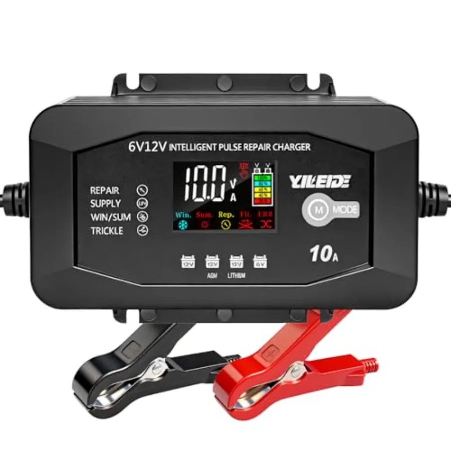10A Battery Charger for 6V/12V Lead-Acid 12V Lithium Batteries - Battery Maintainer Trickle Charger and Battery Desulfator
10A Battery Charger for 6V/12V Lead-Acid 12V Lithium Batteries - Battery Maintainer Trickle Charger and Battery Desulfator