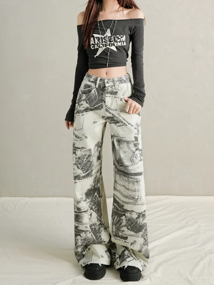 Женские белые мешковатые джинсы-карго с граффити Y2K American High Street Harajuku Эстетический винтажный дизайн 90-х годов Широкие джинсы Брюки 
Женские белые мешковатые джинсы-карго с граффити Y2K American High Street Harajuku Эстетический винтажный дизайн 90-х годов Широкие джинсы Брюки