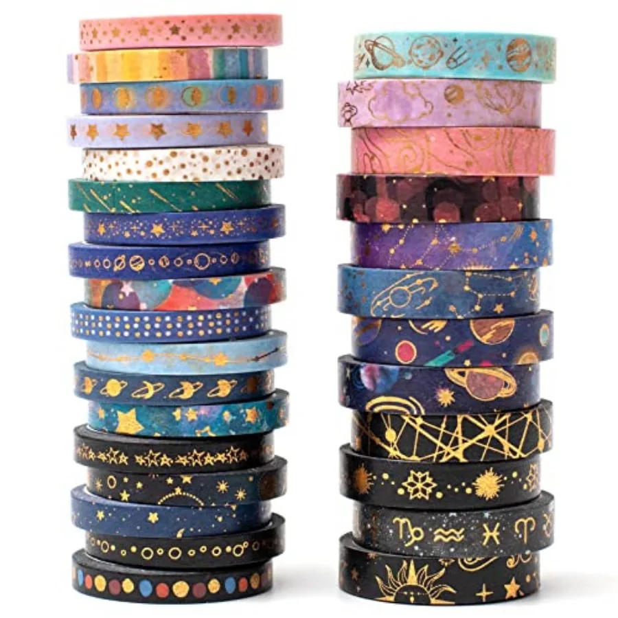 Skinny Galaxy Washi Tape Set 30 Rolls Gold Foil Decorative Starry Space Masking Tapes for Arts, DIY Crafts, Journals, Planners,
Skinny Galaxy Washi Tape Set 30 Rolls Gold Foil Decorative Starry Space Masking Tapes for Arts, DIY Crafts, Journals, Planners,