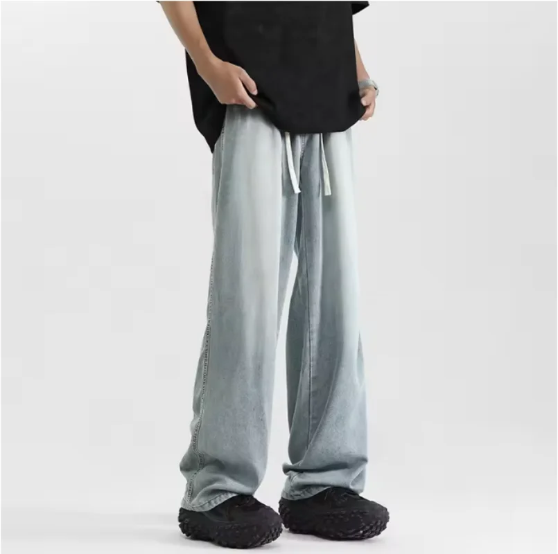 new Men's jeans, summer thin ice silk pants, retro washed distressed blue straight leg pants, casual pants 
new Men's jeans, summer thin ice silk pants, retro washed distressed blue straight leg pants, casual pants