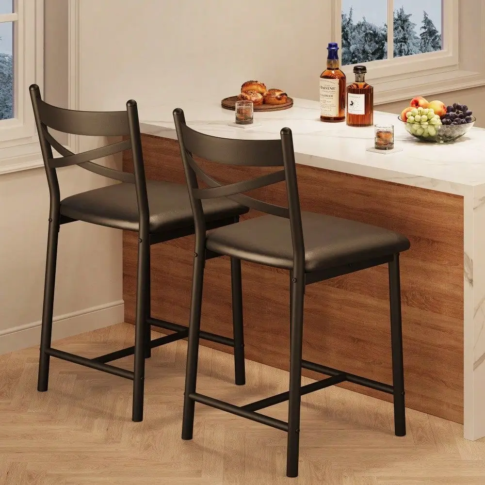 Modern Bar Stool Set Of 2 Or 4, holstered Counter Height Bar Chairs With XBack, Soft PU Leather, Heavy Duty Metal Frame For K
Modern Bar Stool Set Of 2 Or 4, holstered Counter Height Bar Chairs With XBack, Soft PU Leather, Heavy Duty Metal Frame For K