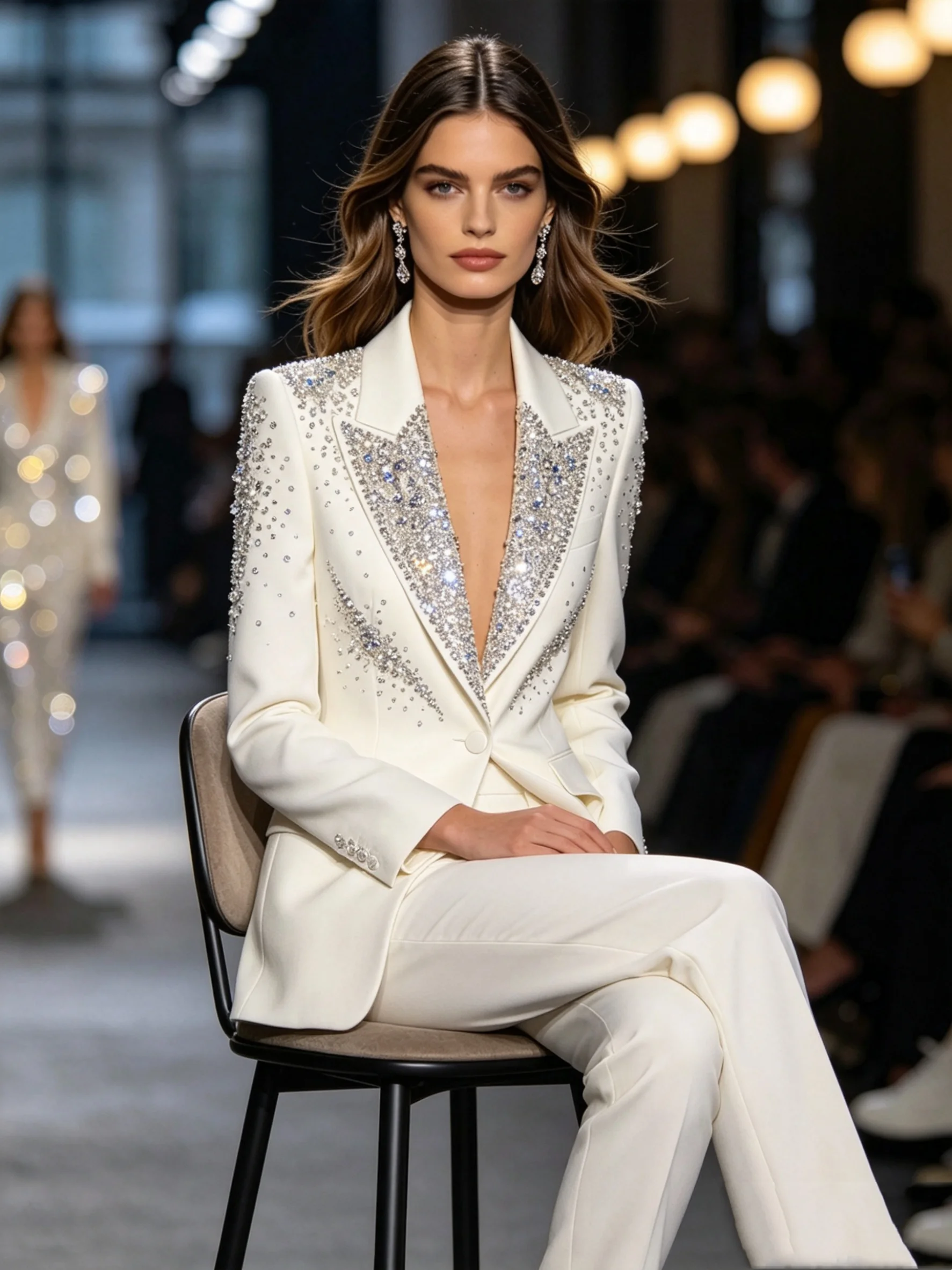 White Cotton Women Suit Set 2 Pcs Blazer Pants Luxury Crystals Spring Summer Formal Office Lady Jacket Wedding Coat Customized
White Cotton Women Suit Set 2 Pcs Blazer Pants Luxury Crystals Spring Summer Formal Office Lady Jacket Wedding Coat Customized