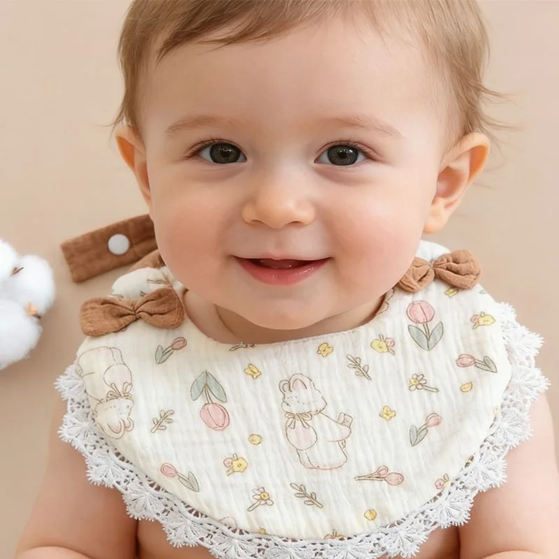 Random color 3PCS Adorable Drool Bibs with Lace Bow Soft Cotton Muslin Bandana Bib for Newborn Male female babies Ins Trendy
Random color 3PCS Adorable Drool Bibs with Lace Bow Soft Cotton Muslin Bandana Bib for Newborn Male female babies Ins Trendy