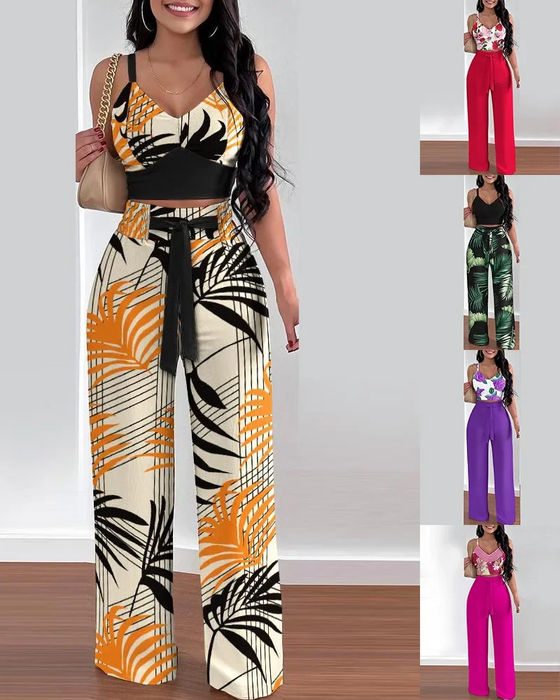 Two Piece Sets Sleeveless V Neck Suspenders Backless Vests Lace Up Trousers Pockets Elastic Waist Pants Office Lady Summer
Two Piece Sets Sleeveless V Neck Suspenders Backless Vests Lace Up Trousers Pockets Elastic Waist Pants Office Lady Summer