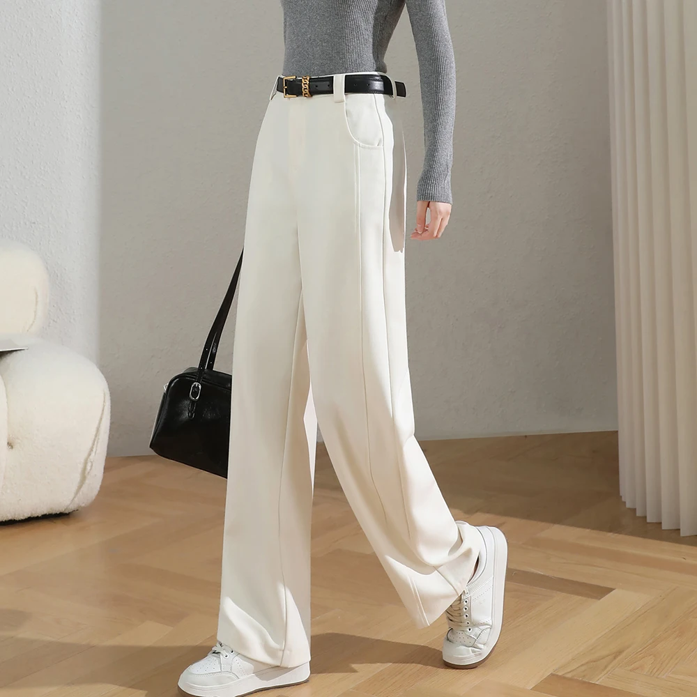 Женские шерстяные брюки, утепленные, теплые, широкие, прямые, с высокой талией, повседневные брюки, однотонные шерстяные брюки
Женские шерстяные брюки, утепленные, теплые, широкие, прямые, с высокой талией, повседневные брюки, однотонные шерстяные брюки