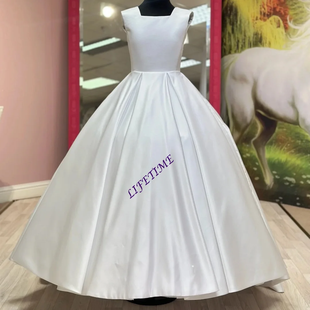 Elegant Satin Flower Girl Dress for Wedding Square Collar Floor Lenght Kids Birthday Party First Communion Pageant Gown Custom
Elegant Satin Flower Girl Dress for Wedding Square Collar Floor Lenght Kids Birthday Party First Communion Pageant Gown Custom