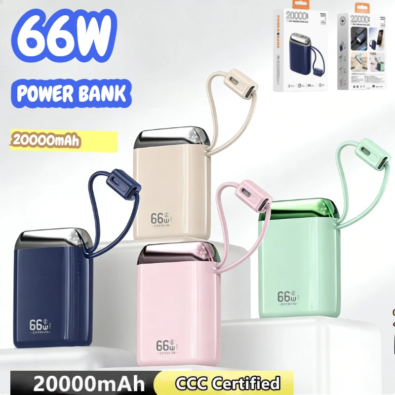 Мини-банк питания емкостью 20000 мАч, 66 Вт, сверхбыстрая зарядка, сертифицированный CCC аккумулятор с кабелем для Samsung iPhone Xiaomi Huawei
Мини-банк питания емкостью 20000 мАч, 66 Вт, сверхбыстрая зарядка, сертифицированный CCC аккумулятор с кабелем для Samsung iPhone Xiaomi Huawei