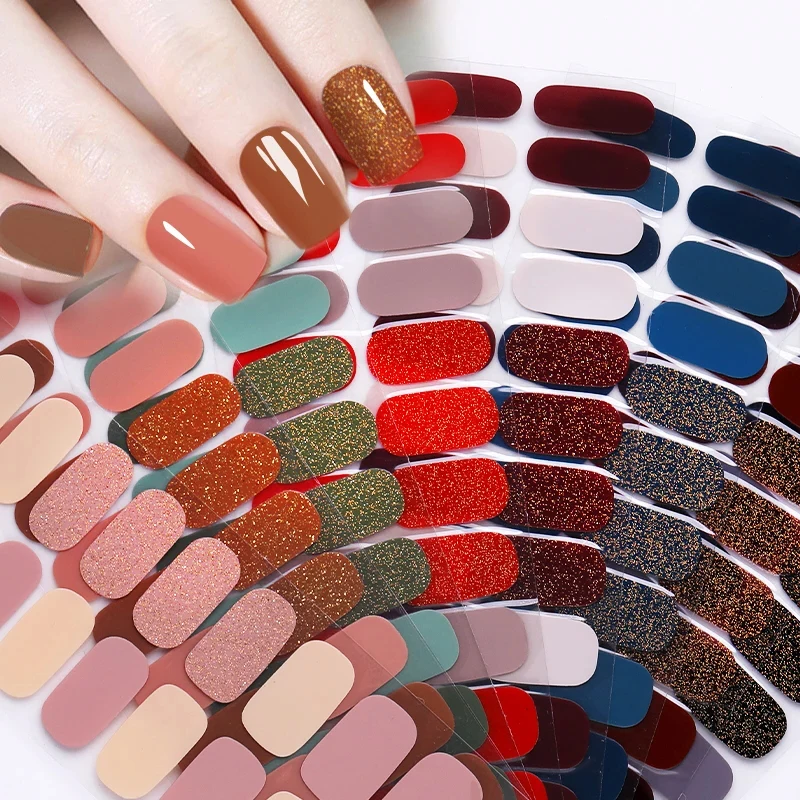 Semi Cured Gel Solid Color Nail Art Stickers Full Cover Glillter Bright Nail Decals Minimalist Self-adhesive Nails Wraps Strips
Semi Cured Gel Solid Color Nail Art Stickers Full Cover Glillter Bright Nail Decals Minimalist Self-adhesive Nails Wraps Strips