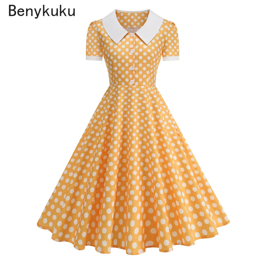 Color Block Polka Dot Vintage Summer Dresses For Women 2026 Peter Pan Collar Single-breasted Retro Swing Dress Women's Clothing
Color Block Polka Dot Vintage Summer Dresses For Women 2026 Peter Pan Collar Single-breasted Retro Swing Dress Women's Clothing