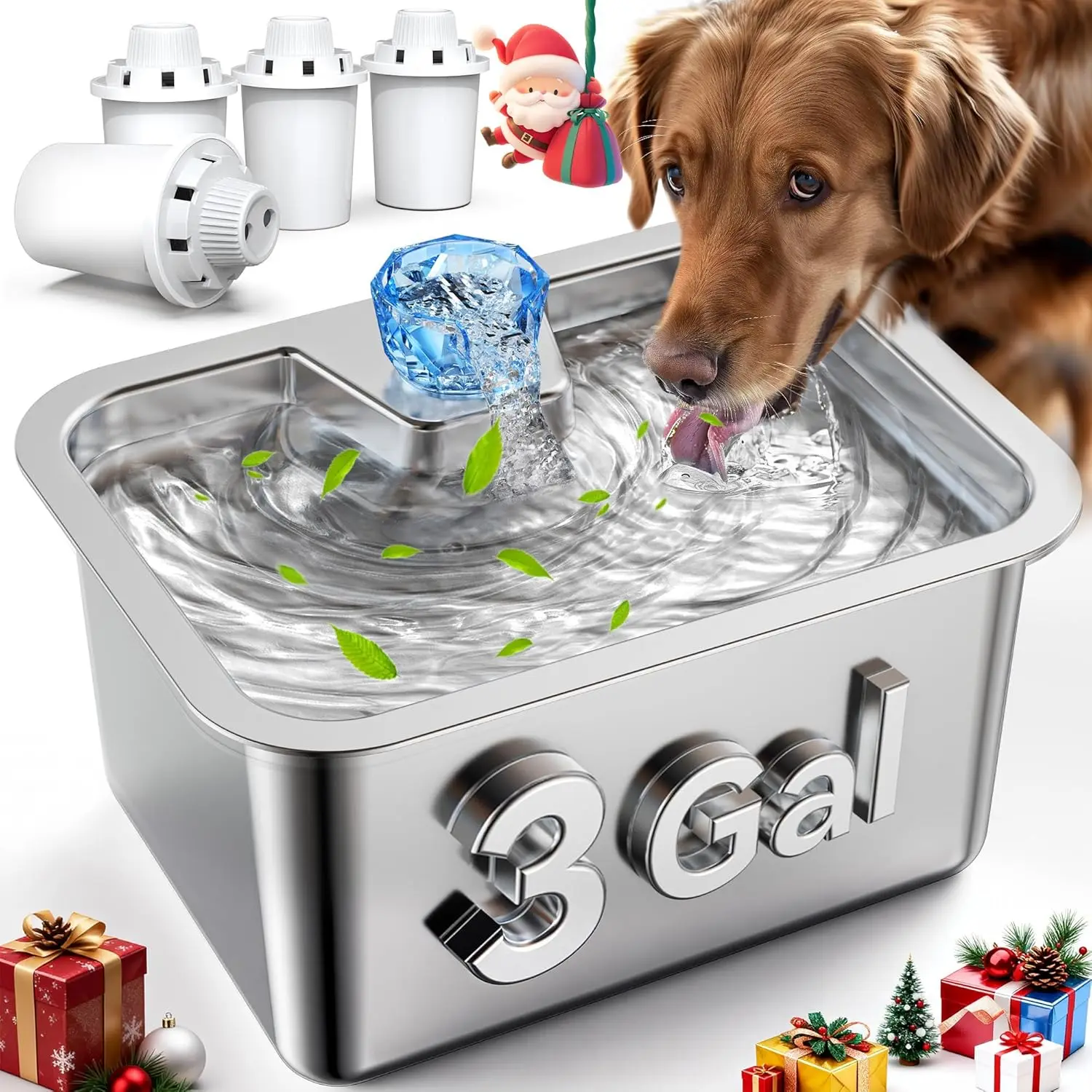 3 Gallon Stainless Steel Dog Water Fountain with 4 Filters, Automatic Dispenser, Easy Clean, Quiet Pump for Large Pets
3 Gallon Stainless Steel Dog Water Fountain with 4 Filters, Automatic Dispenser, Easy Clean, Quiet Pump for Large Pets