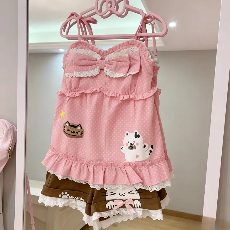 Summer Gyaru Cute Polka Dot Women 2 Piece Set Jirai Kei Tank Tops + Lolita Fashion Cake Skirt Y2k Clothing Beach Outfits Woman
Summer Gyaru Cute Polka Dot Women 2 Piece Set Jirai Kei Tank Tops + Lolita Fashion Cake Skirt Y2k Clothing Beach Outfits Woman