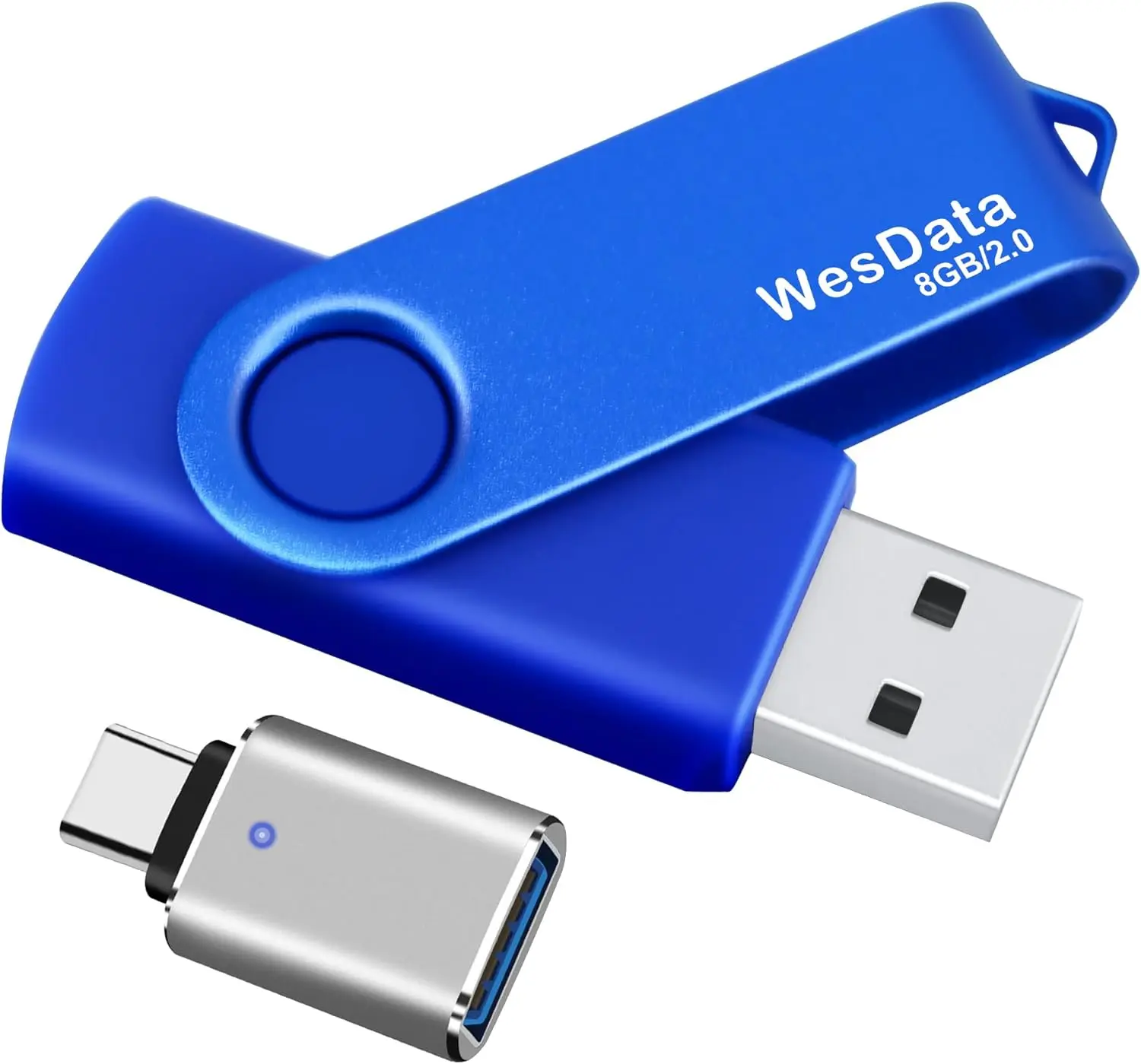 8GB USB 2.0 Flash Drive with USB-C Adapter, OTG Memory Stick for Phones, Tablets, Laptops (Blue)
8GB USB 2.0 Flash Drive with USB-C Adapter, OTG Memory Stick for Phones, Tablets, Laptops (Blue)