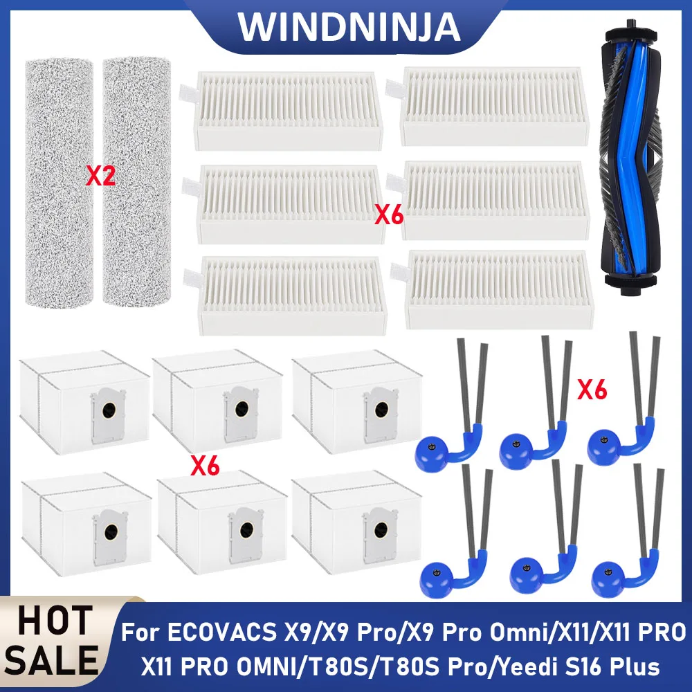 Запчасти для ECOVACS X9/X9 PRO OMNI/X11 Pro/X11 PRO OMNI/T80S/YEEDI S16 PLUS: HEPA-фильтр, барабан для влажной уборки, мешок для пыли, ролик, боковая щетка
Запчасти для ECOVACS X9/X9 PRO OMNI/X11 Pro/X11 PRO OMNI/T80S/YEEDI S16 PLUS: HEPA-фильтр, барабан для влажной уборки, мешок для пыли, ролик, боковая щетка