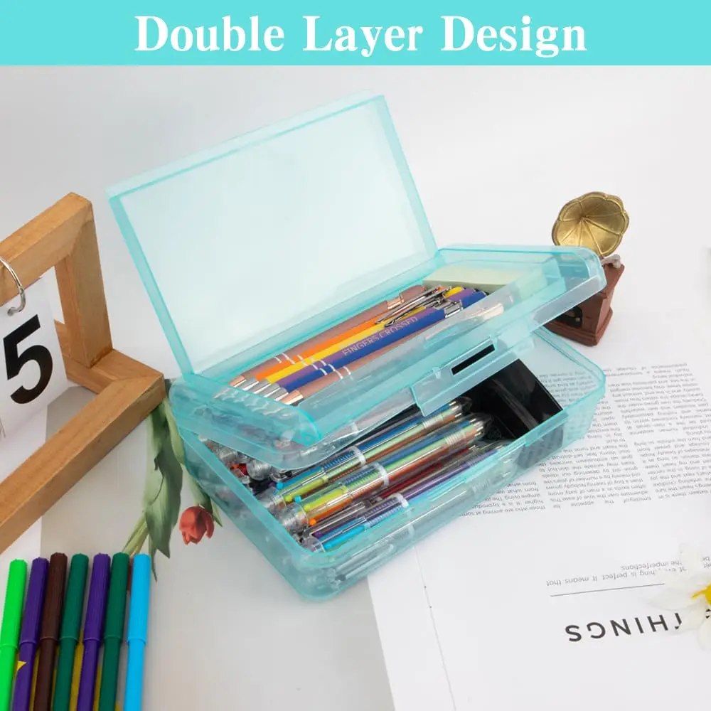 Pencil Organizer Box Lightweight Hard Pen Case Double Layer Pencil Case Smooth Edge Snap-Tight Lid Pencil Case For School Kids
Pencil Organizer Box Lightweight Hard Pen Case Double Layer Pencil Case Smooth Edge Snap-Tight Lid Pencil Case For School Kids