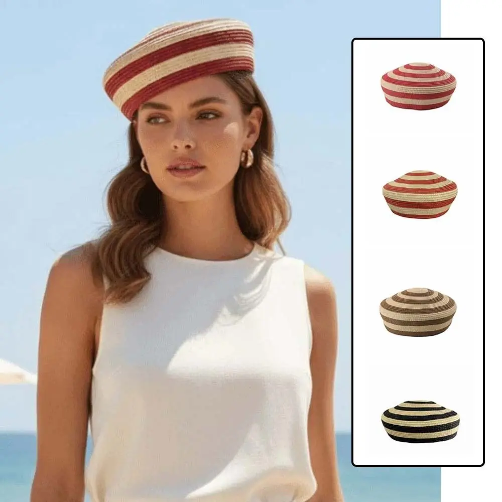 Beach Cap Striped Pattern Straw Top Hat Paper Straw Wide Brim Dome Cap Color Block Breathable Weave Sun Hat Daily Wear
Beach Cap Striped Pattern Straw Top Hat Paper Straw Wide Brim Dome Cap Color Block Breathable Weave Sun Hat Daily Wear