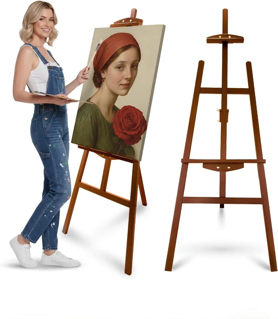 Foldable Art Easel Stand, Adjustable Pine Wood Easel for Painting, 55-59 inch, Holds 45" Canvas, Display & Work Station
Foldable Art Easel Stand, Adjustable Pine Wood Easel for Painting, 55-59 inch, Holds 45" Canvas, Display & Work Station
